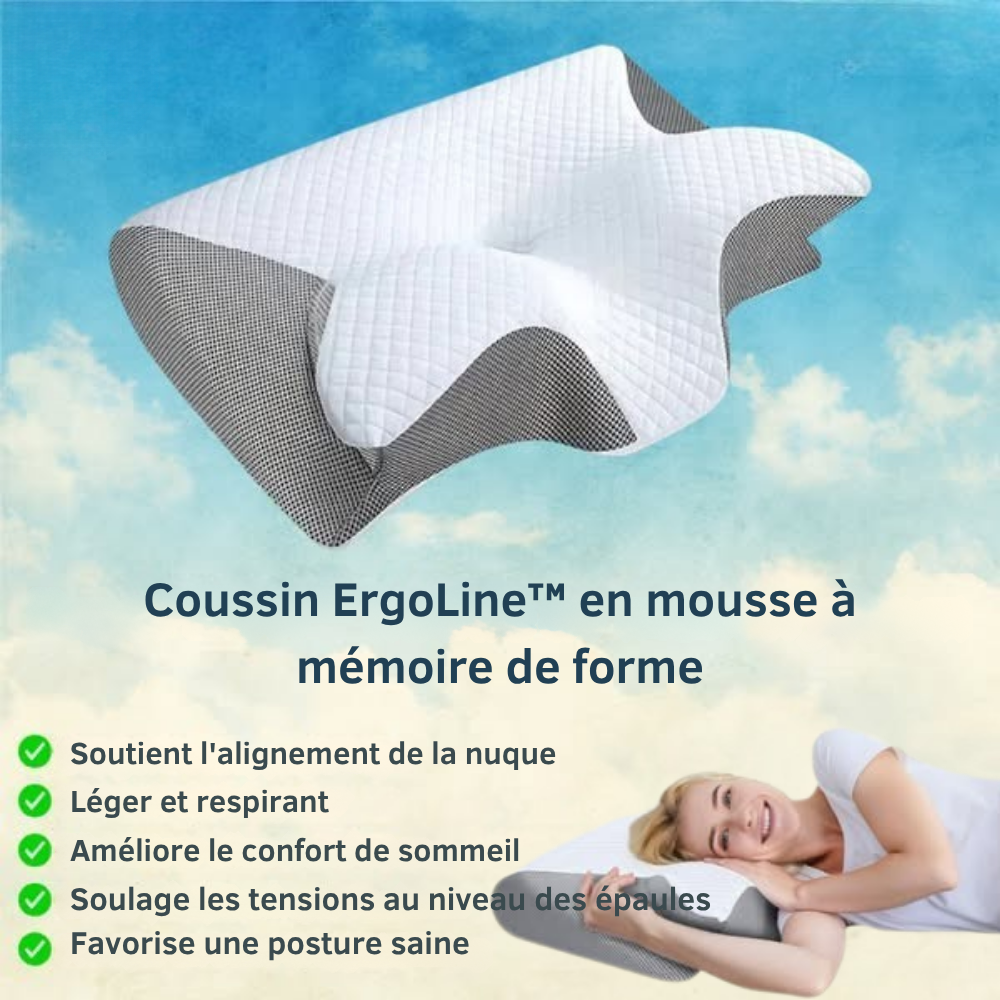 ErgoLine™ | Besser schlafen, erfrischt aufwachen – ergonomische Nacken- und Rückenstütze die ganze Nacht