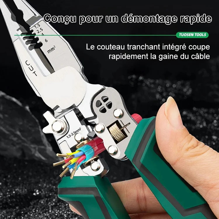 【Zehn in einem】Multifunktionale Spitzzange mit Spannungsprüfer – Elektrischer Stift + Abisolierzange, 2+1 praktische Funktionen