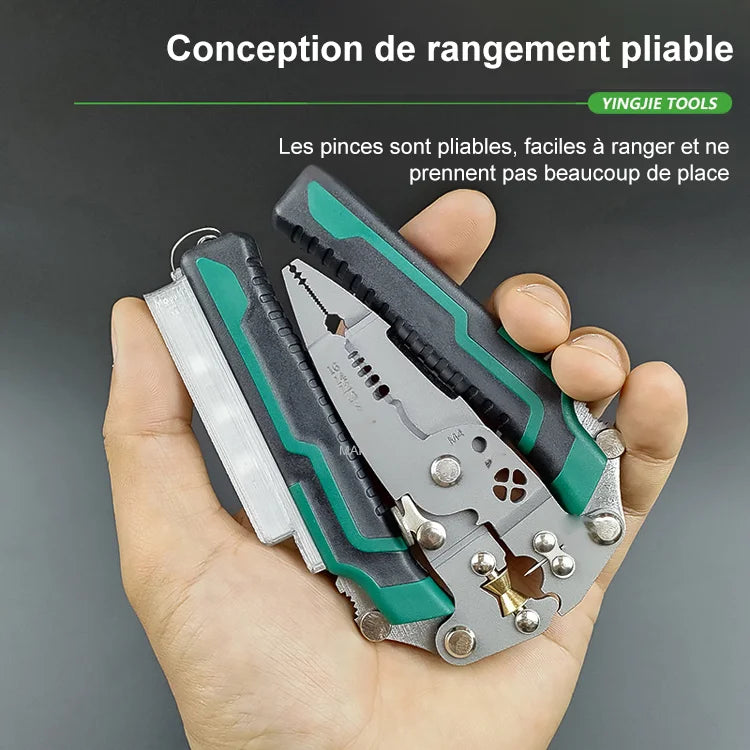 【Zehn in einem】Multifunktionale Spitzzange mit Spannungsprüfer – Elektrischer Stift + Abisolierzange, 2+1 praktische Funktionen