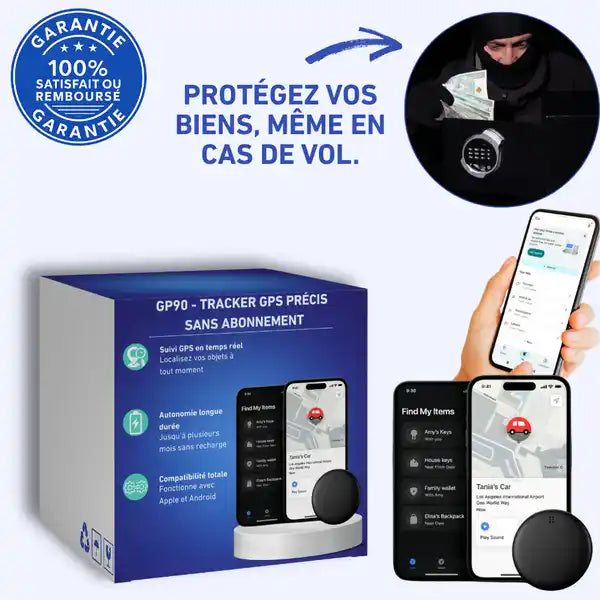 GP90 – Präziser GPS-Tracker ohne Abonnement (Android/Apple)