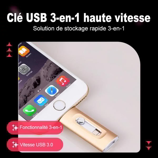 LETZTER TAG: 49 % Rabatt ⚡ 3-in-1 USB 3.0-Flash-Laufwerk, Hochgeschwindigkeits-Speichergerät