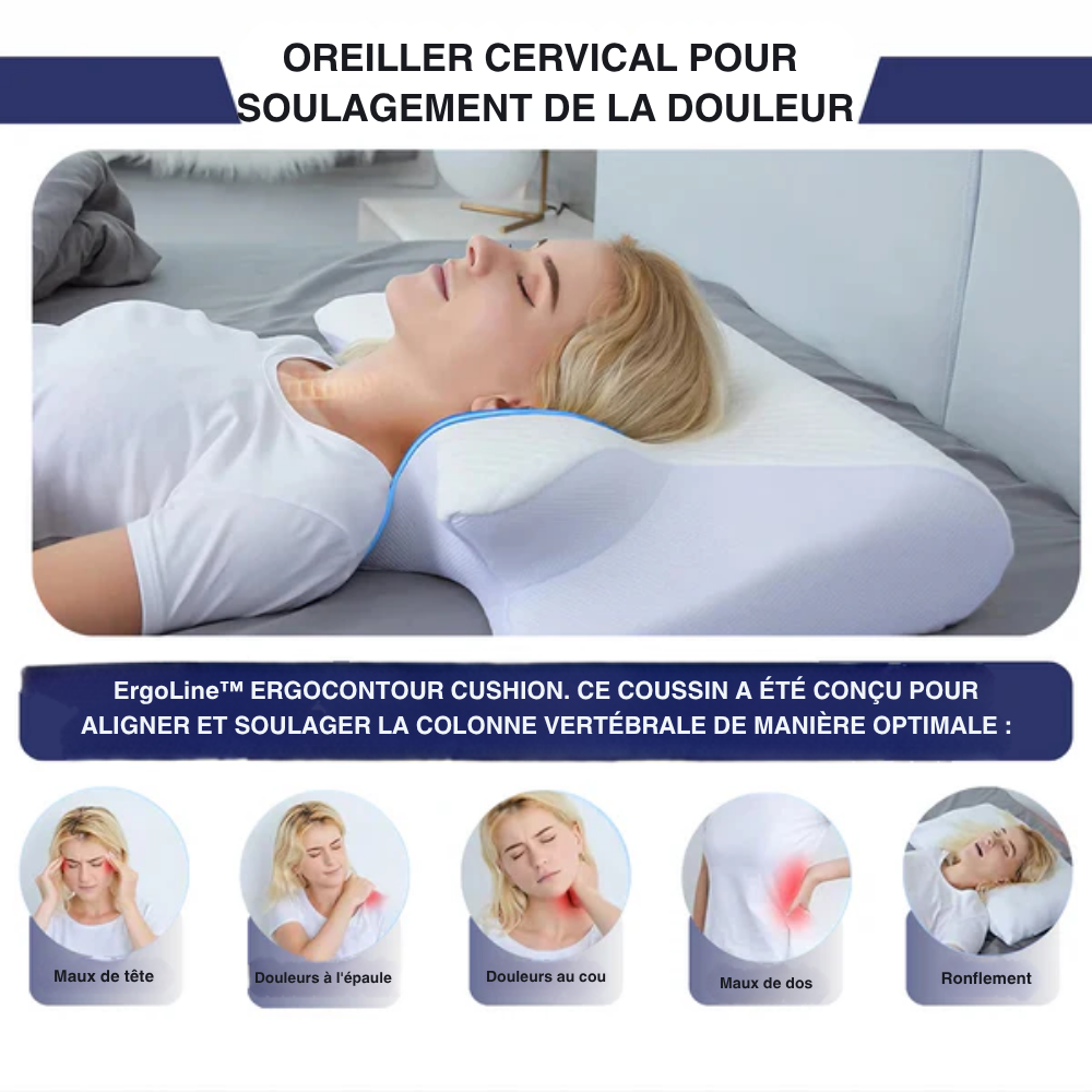 ErgoLine™ | Besser schlafen, erfrischt aufwachen – ergonomische Nacken- und Rückenstütze die ganze Nacht 