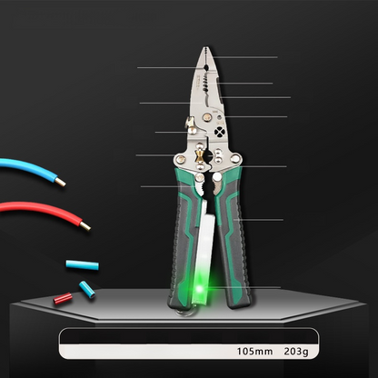 【Zehn in einem】Multifunktionale Spitzzange mit Spannungsprüfer – Elektrischer Stift + Abisolierzange, 2+1 praktische Funktionen 