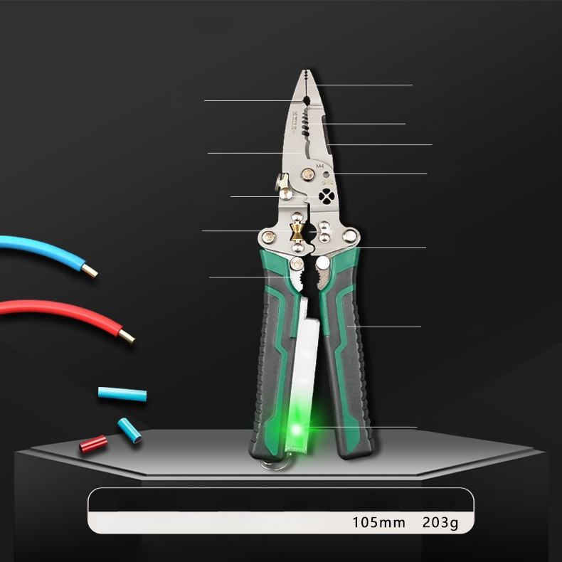 【Zehn in einem】Multifunktionale Spitzzange mit Spannungsprüfer – Elektrischer Stift + Abisolierzange, 2+1 praktische Funktionen 