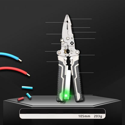 【Zehn in einem】Multifunktionale Spitzzange mit Spannungsprüfer – Elektrischer Stift + Abisolierzange, 2+1 praktische Funktionen 