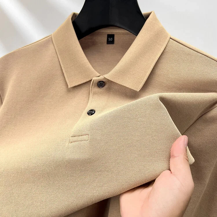 Langärmliges Herren-Poloshirt aus hochwertiger Baumwolle – Schlichte Eleganz und erstklassiger Tragekomfort 